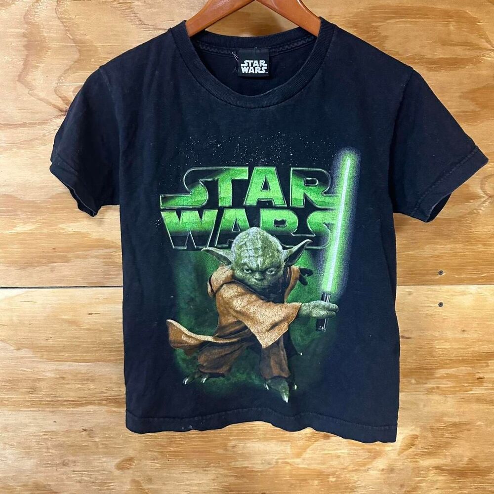 Y2K Yoda Star Wars Lightsaber Baby Tee Youth Small